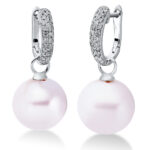 Ohrschmuck Weißgold 18kt 0,21 Diamantschmuck mit 44 Diamanten Süßwasserperle 11 mm - 2N756