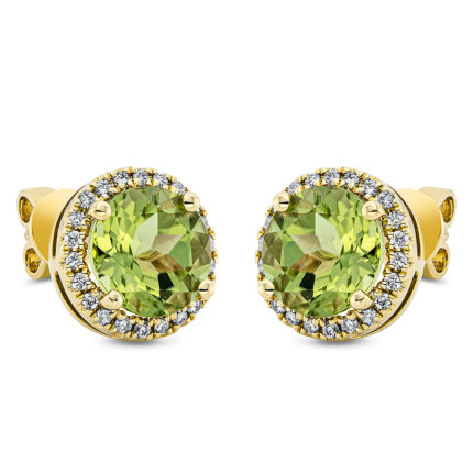 Ohrstecker Gelbgold 18kt 0,20 Diamantschmuck Farbstein 3,2 ct - 2N843