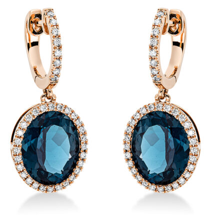 Ohrschmuck Rosegold 18kt 0,32 Diamantschmuck Farbstein 8,9 ct - 2N846