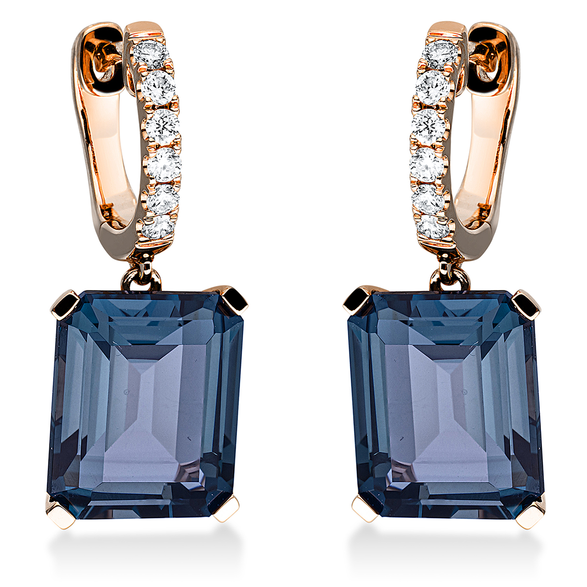 2N847R Ohrschmuck 4er-Krappe Rosegold 18kt 0,25 Diamantschmuck Farbstein 11,9 ct - 2N847 – Bild 1