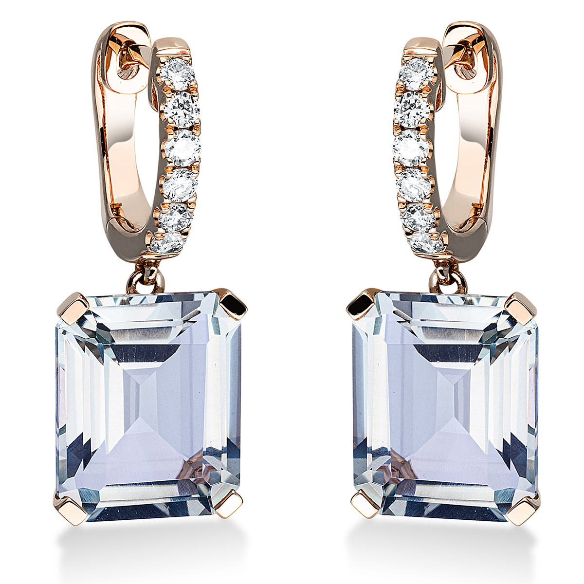 2N855R Ohrschmuck 4er-Krappe Rosegold 18kt 0,25 Diamantschmuck Farbstein 9 ct - 2N855 – Bild 1