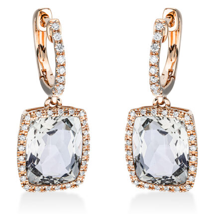 Ohrschmuck Rosegold 18kt 0,26 Diamantschmuck Farbstein 6,5 ct - 2N861