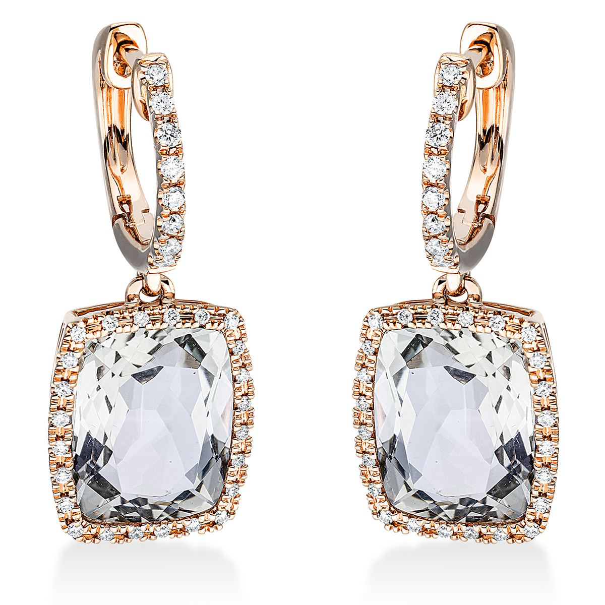 2N861R Ohrschmuck Rosegold 18kt 0,26 Diamantschmuck Farbstein 6,5 ct - 2N861 – Bild 1