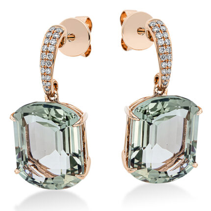 Ohrschmuck 4er-Krappe Rosegold 18kt 0,19 Diamantschmuck Farbstein 16,1 ct - 2N875