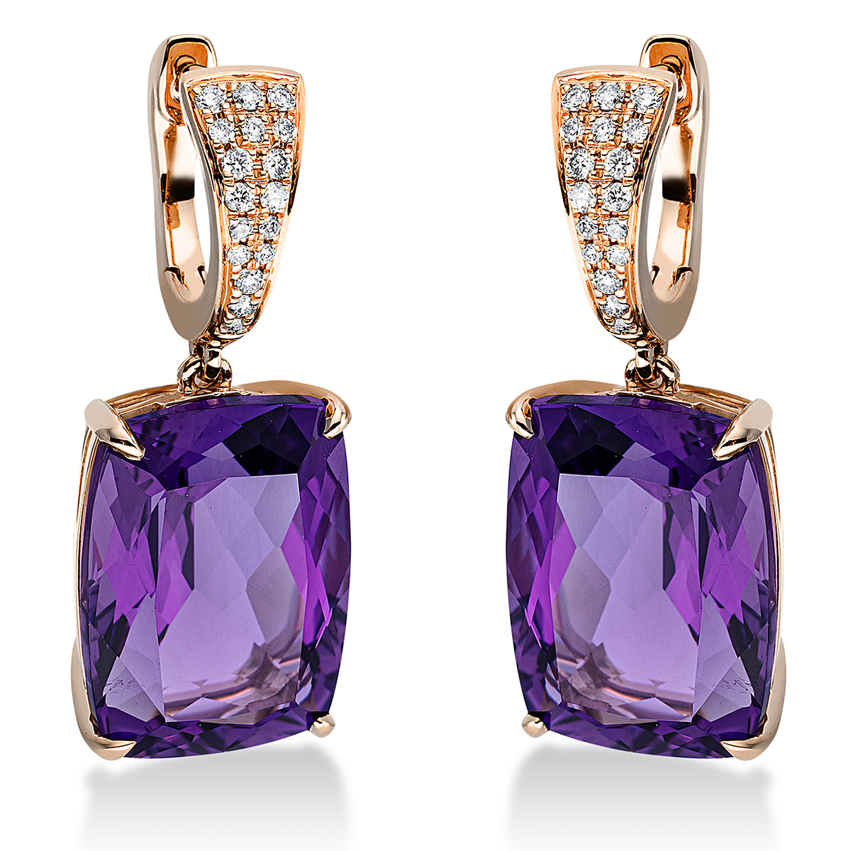 2N928R Ohrschmuck 4er-Krappe Rosegold 18kt 0,17 Diamantschmuck Farbstein 14 ct - 2N928 – Bild 1