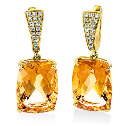 Ohrschmuck 4er-Krappe Gelbgold 18kt 0,17 Diamantschmuck Farbstein 13,1 ct - 2N929