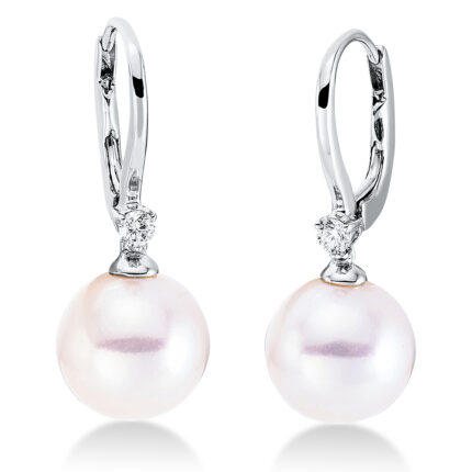 Ohrschmuck Weißgold 18kt 0,09 Diamantschmuck mit 2 Diamanten Tahiti 9 mm - 2N995