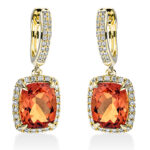 Ohrschmuck 4er-Krappe Gelbgold 18kt 0,33 Diamantschmuck Farbstein 4,1 ct - 2O076