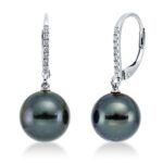 Ohrschmuck Weißgold 18kt 0,09 Diamantschmuck mit 14 Diamanten Tahiti 10 mm - 2O112