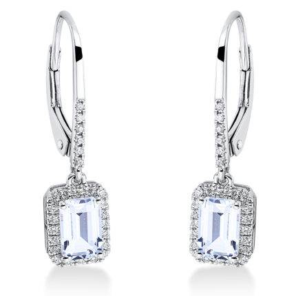 Ohrschmuck 4er-Krappe Weißgold 18kt 0,15 Diamantschmuck Farbstein 1,24 ct - 2O134