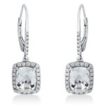 Ohrschmuck 4er-Krappe Weißgold 18kt 0,39 Diamantschmuck Farbstein 2,38 ct - 2O138