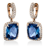 Ohrschmuck 4er-Krappe Rosegold 18kt 0,51 Diamantschmuck Farbstein 10,7 ct - 2O174