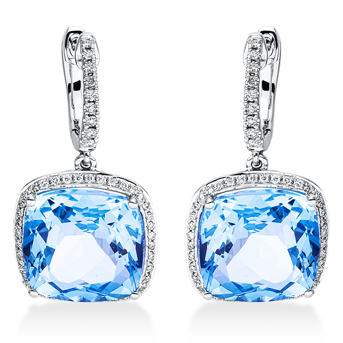 2O242W Ohrschmuck 4er-Krappe Weißgold 18kt 0,36 Diamantschmuck Farbstein 16,1 ct - 2O242 – Bild 1