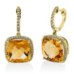 Ohrschmuck 4er-Krappe Gelbgold 18kt 0,36 Diamantschmuck Farbstein 10,9 ct - 2O250