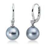 Ohrschmuck Weißgold 18kt 0,09 Diamantschmuck mit 2 Diamanten Tahiti 8,5 mm - 2O477