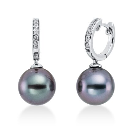 Ohrschmuck Weißgold 18kt 0,09 Diamantschmuck mit 14 Diamanten Tahiti 10 mm - 2O478