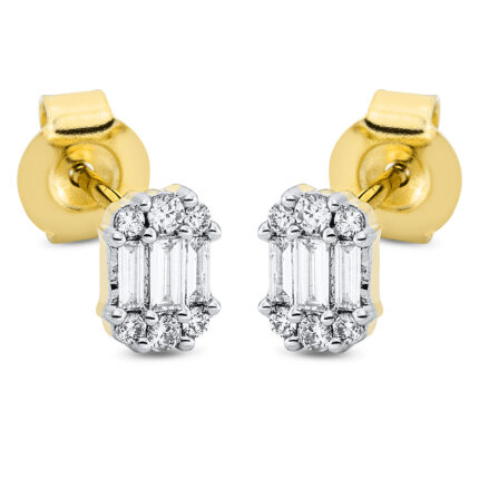 Ohrstecker Gelbgold / Weißgold 18kt 0,16 Diamantschmuck mit 18 Diamanten - 2O663