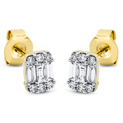 Ohrstecker Gelbgold / Weißgold 18kt 0,41 Diamantschmuck mit 18 Diamanten - 2O666