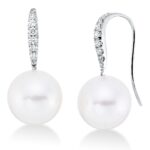 Ohrhänger Weißgold 18kt 0,32 Diamantschmuck mit 12 Diamanten Süßwasserperle 11 mm - 2P157