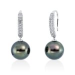 Ohrhänger Weißgold 18kt 0,36 Diamantschmuck mit 92 Diamanten Tahiti 11 mm - 2P161