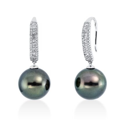 Ohrhänger Weißgold 18kt 0,36 Diamantschmuck mit 92 Diamanten Tahiti 11 mm - 2P161