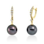 Ohrschmuck Gelbgold 18kt 0,38 Diamantschmuck mit 16 Diamanten Tahiti 12 mm - 2P168