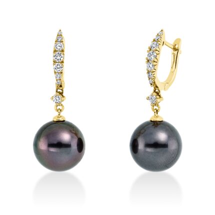 Ohrschmuck Gelbgold 18kt 0,38 Diamantschmuck mit 16 Diamanten Tahiti 12 mm - 2P168