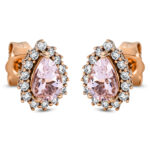 Ohrstecker 3er-Krappe Rosegold 18kt 0,21 Diamantschmuck Farbstein 0,7 ct - 2P185
