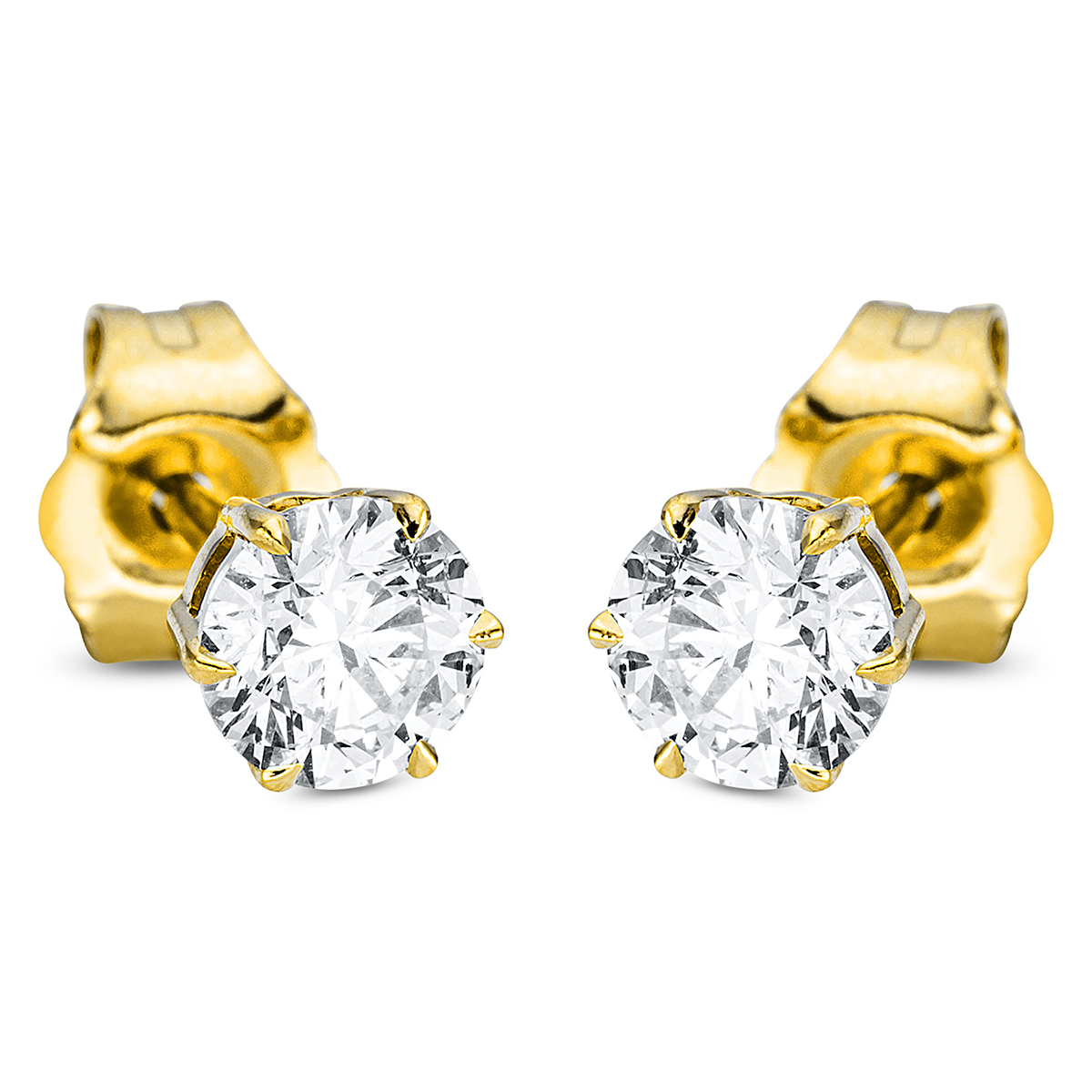 2P243G Ohrstecker 6er-Krappe Gelbgold 18kt 0,60 Diamantschmuck mit 2 Diamanten - 2P243 – Bild 1