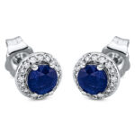 Ohrstecker 4er-Krappe Weißgold 18kt 0,10 Diamantschmuck Farbstein 0,68 ct - 2P245