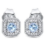 Ohrstecker 4er-Krappe Weißgold 18kt 0,05 Diamantschmuck Farbstein 0,3 ct - 2P247