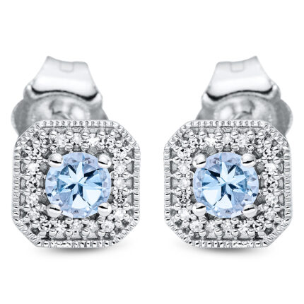 Ohrstecker 4er-Krappe Weißgold 18kt 0,05 Diamantschmuck Farbstein 0,3 ct - 2P247