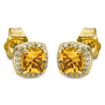 Ohrstecker Gelbgold 18kt 0,06 Diamantschmuck Farbstein 0,6 ct - 2P268