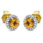 Ohrstecker Gelbgold 18kt 0,10 Diamantschmuck Farbstein 0,46 ct - 2P273