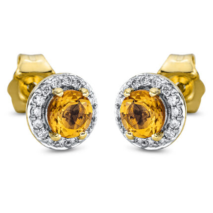 Ohrstecker Gelbgold 18kt 0,10 Diamantschmuck Farbstein 0,46 ct - 2P273