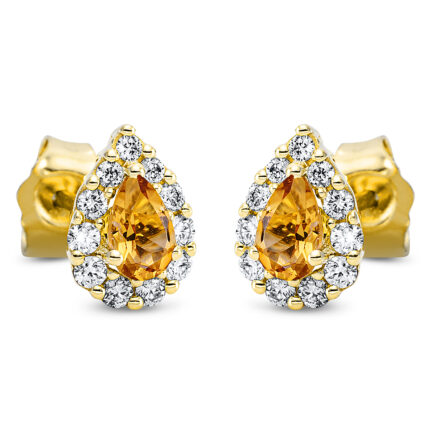 Ohrstecker Gelbgold 18kt 0,25 Diamantschmuck Farbstein 0,38 ct - 2P275