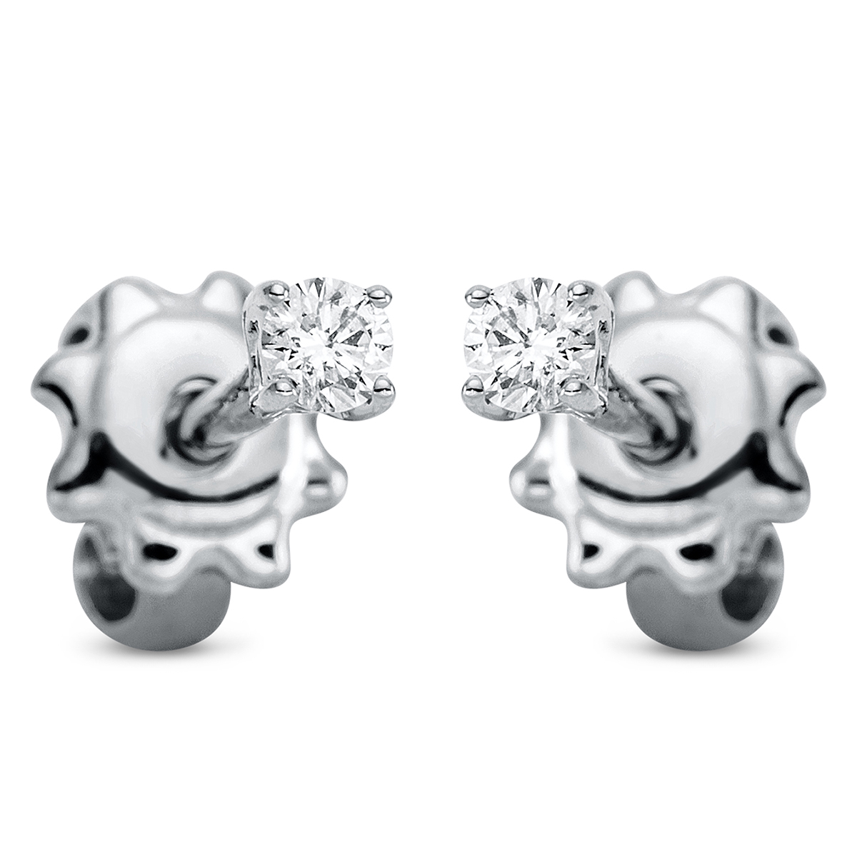 2P288W Ohrstecker 4er-Krappe Weißgold 18kt 0,06 Diamantschmuck mit 2 Diamanten - 2P288 – Bild 1