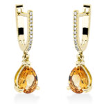 Ohrschmuck 3er-Krappe Gelbgold 18kt 0,07 Diamantschmuck Farbstein 2,01 ct - 2P504