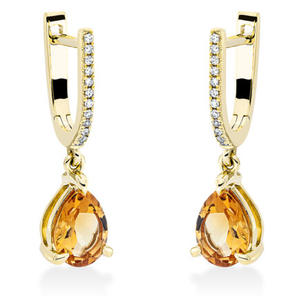 Ohrschmuck 3er-Krappe Gelbgold 18kt 0,07 Diamantschmuck Farbstein 2,01 ct - 2P504