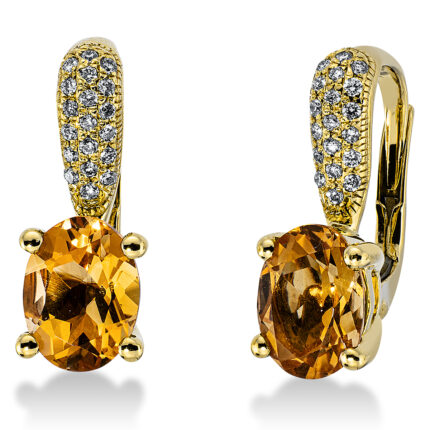 Ohrschmuck 4er-Krappe Gelbgold 18kt 0,15 Diamantschmuck Farbstein 2,6 ct - 2P529