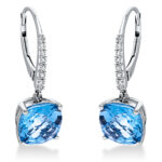 Ohrschmuck 4er-Krappe Weißgold 18kt 0,14 Diamantschmuck Farbstein 5,68 ct - 2P547