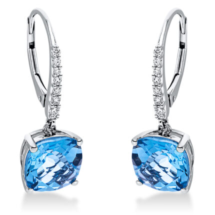 Ohrschmuck 4er-Krappe Weißgold 18kt 0,14 Diamantschmuck Farbstein 5,68 ct - 2P547