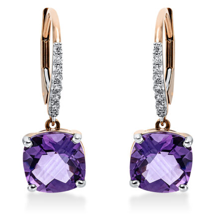 Ohrschmuck 4er-Krappe Rosegold 18kt 0,13 Diamantschmuck Farbstein 3,97 ct - 2P548