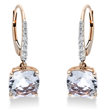 Ohrschmuck 4er-Krappe Rosegold 18kt 0,14 Diamantschmuck Farbstein 4,02 ct - 2P549