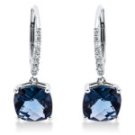 Ohrschmuck 4er-Krappe Weißgold 18kt 0,14 Diamantschmuck Farbstein 4,84 ct - 2P550