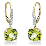 Ohrschmuck 4er-Krappe Gelbgold 18kt 0,14 Diamantschmuck Farbstein 4,58 ct - 2P551