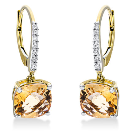 Ohrschmuck 4er-Krappe Gelbgold 18kt 0,13 Diamantschmuck Farbstein 4,22 ct - 2P553