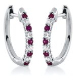 Creolen Weißgold 18kt 0,10 Diamantschmuck Farbstein 0,17 ct - 2P771