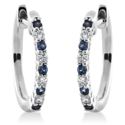 Creolen Weißgold 18kt 0,10 Diamantschmuck Farbstein 0,13 ct - 2P772