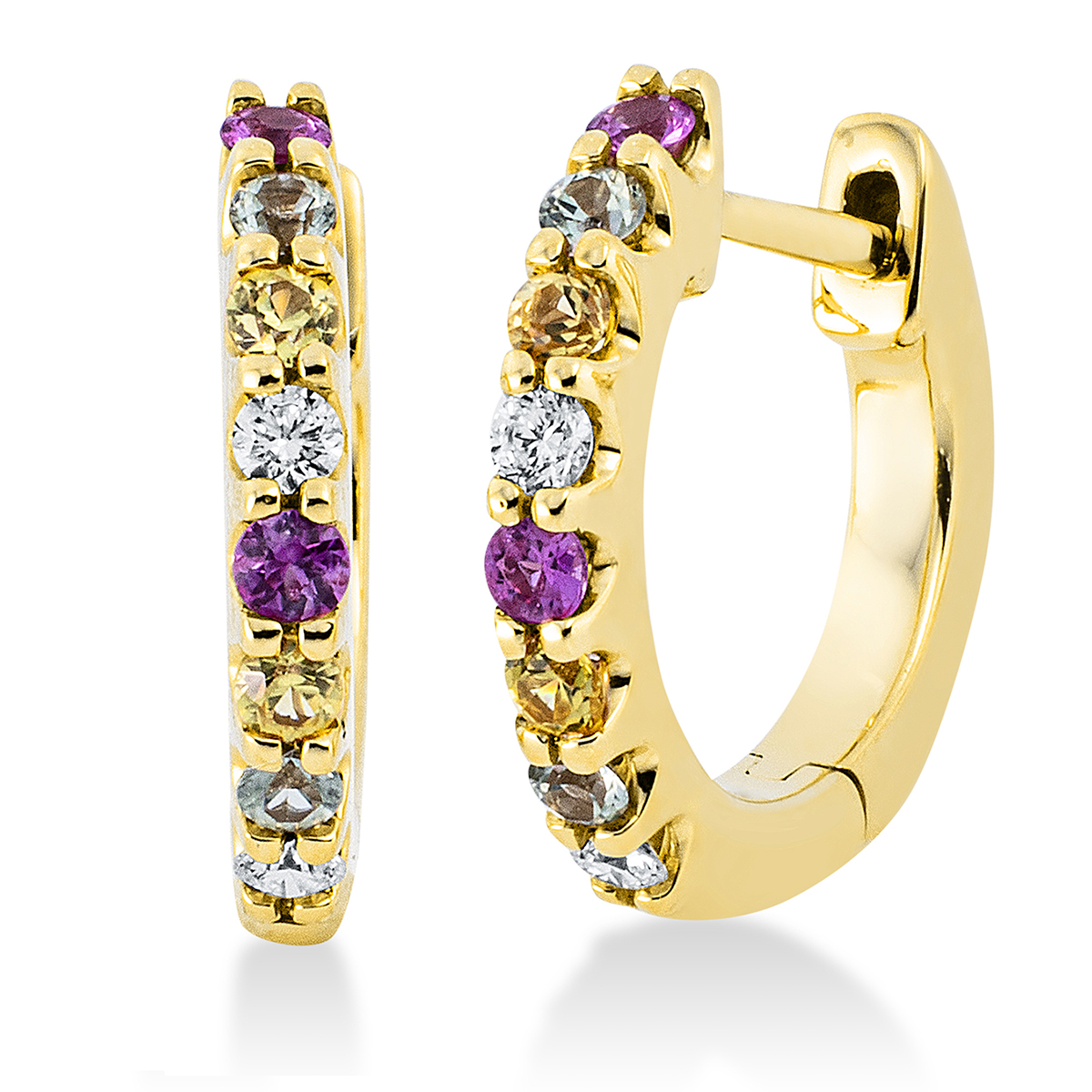 2P982G Creolen Gelbgold 18kt 0,08 Diamantschmuck Farbstein 0,33 ct - 2P982 – Bild 1